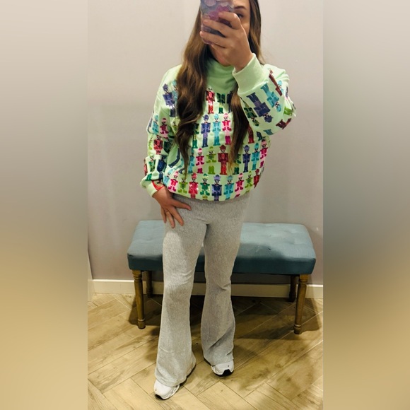 QUEEN OF SPARKLES Mint Sequin Nutcracker Sweatshirt NWT Sold Out RARE - Picture 2 of 4